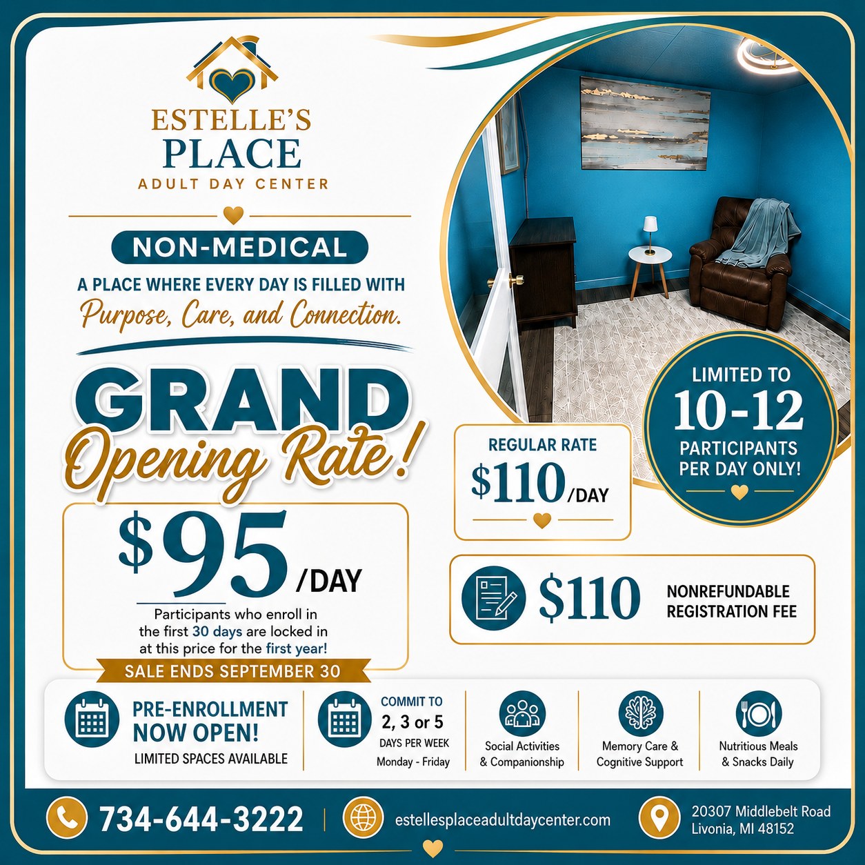 Estelle's Place Adult Day Center in Livonia, MI — now enrolling, program details and rates